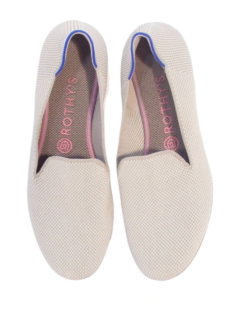 Rothy’s THE LOAFER Linen Double Stitch Women’s Beige Flats Shoes - 9.5